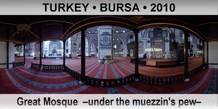 TURKEY â€¢ BURSA Great Mosque  â€“Under the muezzin's pewâ€“
